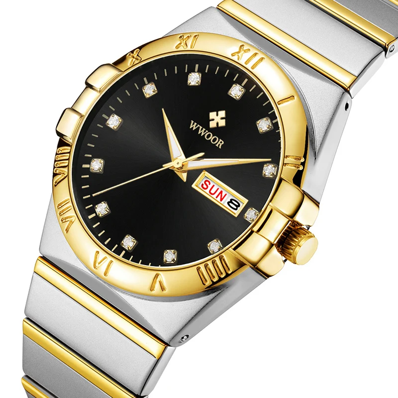 Часы WWOOR мужские наручные кварцевые роскошные модные деловые водонепроницаемые