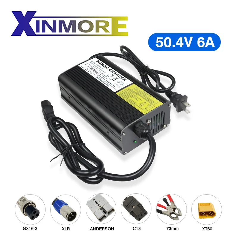 

XINMORE 50.4V 6A Lithium Battery Charger 12 Series For E-bike Battery Tool Power Supply for Electric Bicycle With Fans