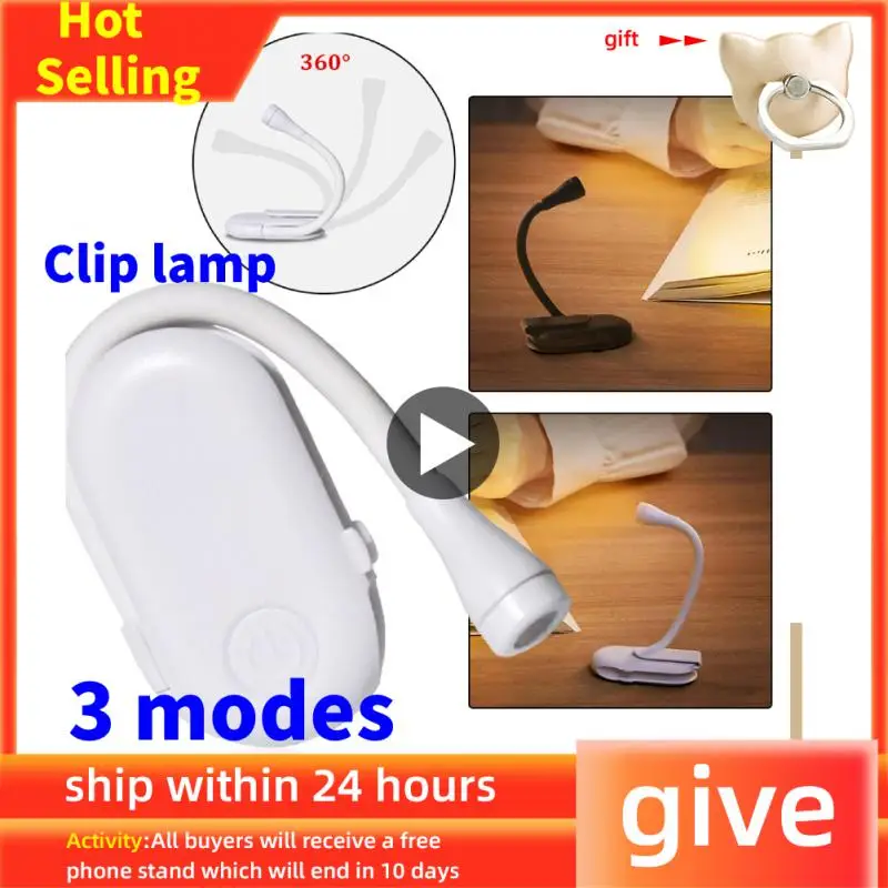 

Перезаряжаемая лампа для чтения приблизительно с 3-уровневой лампой дневного света с теплым и холодным белым светом, гибкая лампа для чтения с легким зажимом в кровати, USB