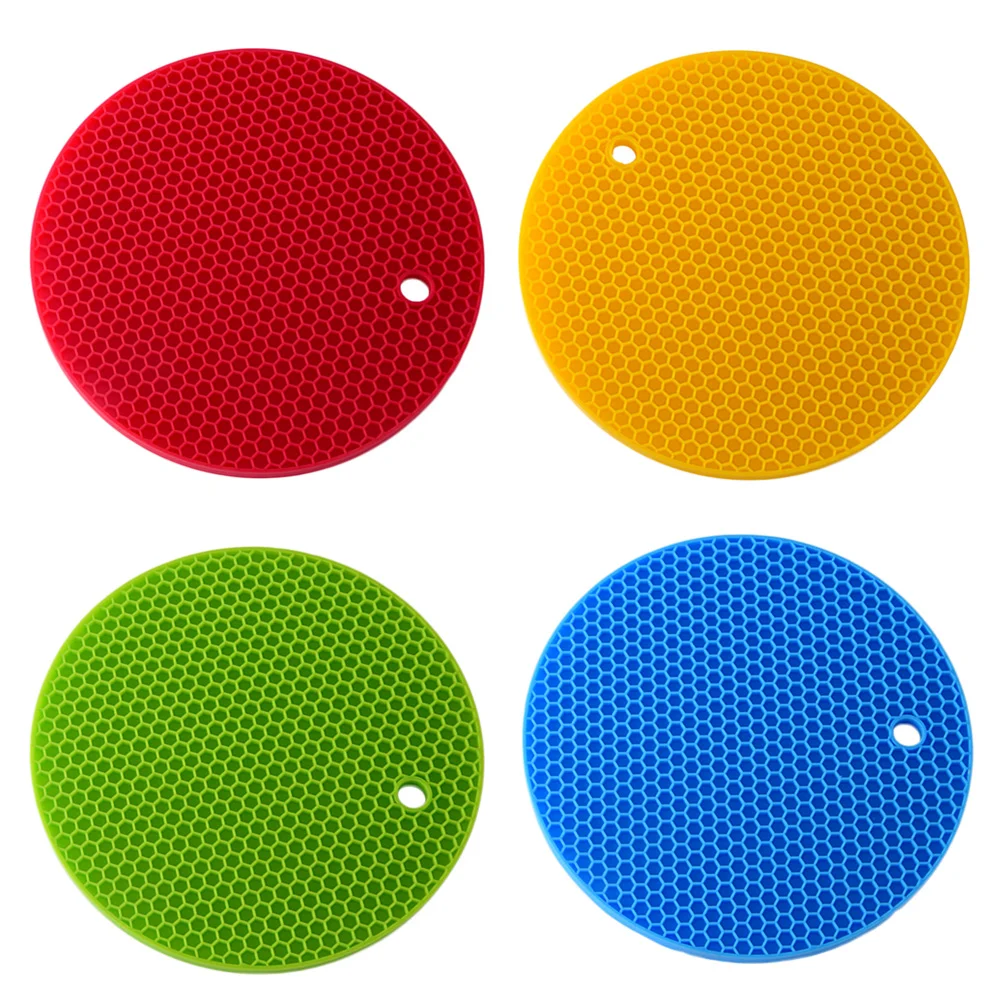 

4pcs Honeycomb Design Placemat Round Table Mat Non-Slip Coasters (Mixed Colors)