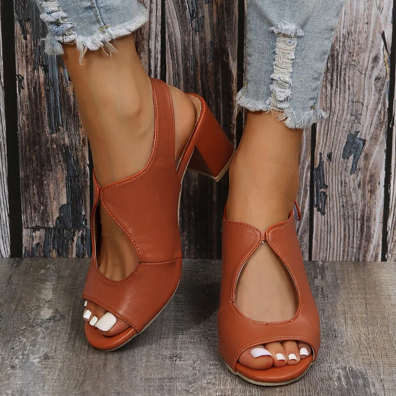 

JMPRS Peep Toe Gladiator Sandals Women 2022 Summer Hollow Out High Heels Sandlas Woman Plus Size 43 Thick Heeled Sandalias Mujer