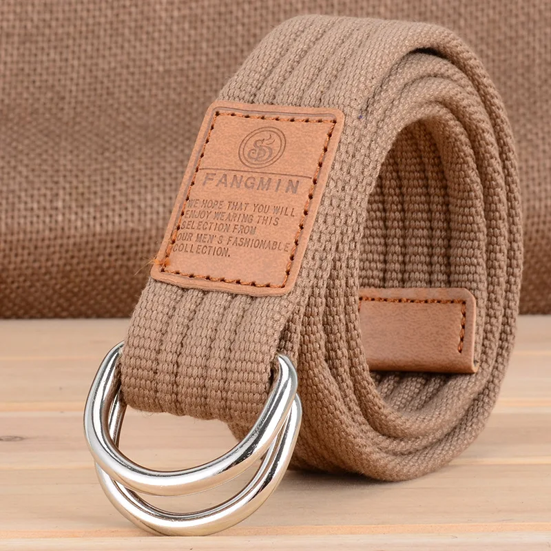 

Suitable for Both Men and Women Canvas Belt Casual Business Jeans Double-loop Buckle Belts Outdoor Woven Decorative Belt Women