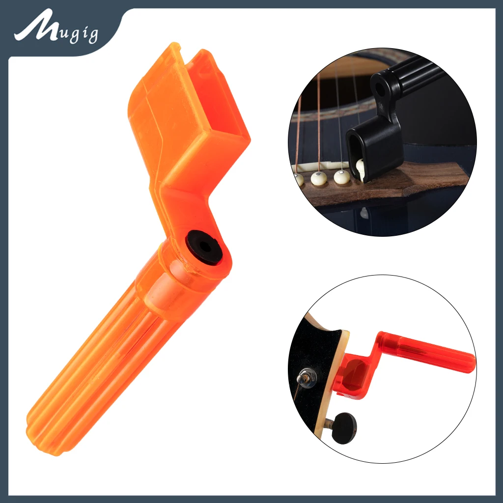 

Mugig 2PCS Acoustic Electric Guitar String Winder Peg Bridge Pin Tool Plastic Black
