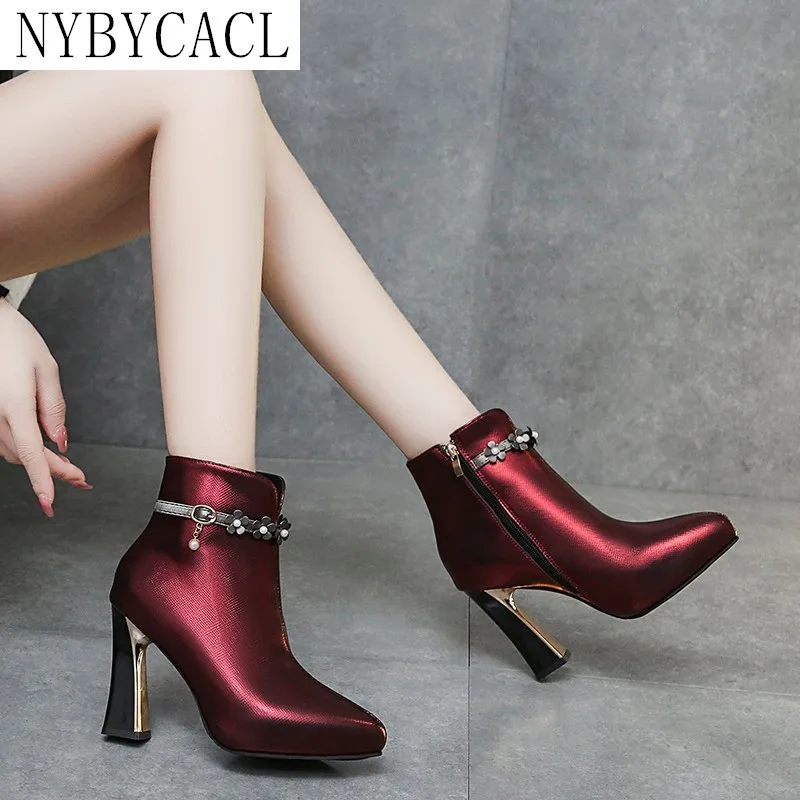 Fashion Women's Shoes Autumn New High-heeled Shoes 2022 Short Tube Pointed Toes Women's Bare Boots Casual Versatile Party Shoes