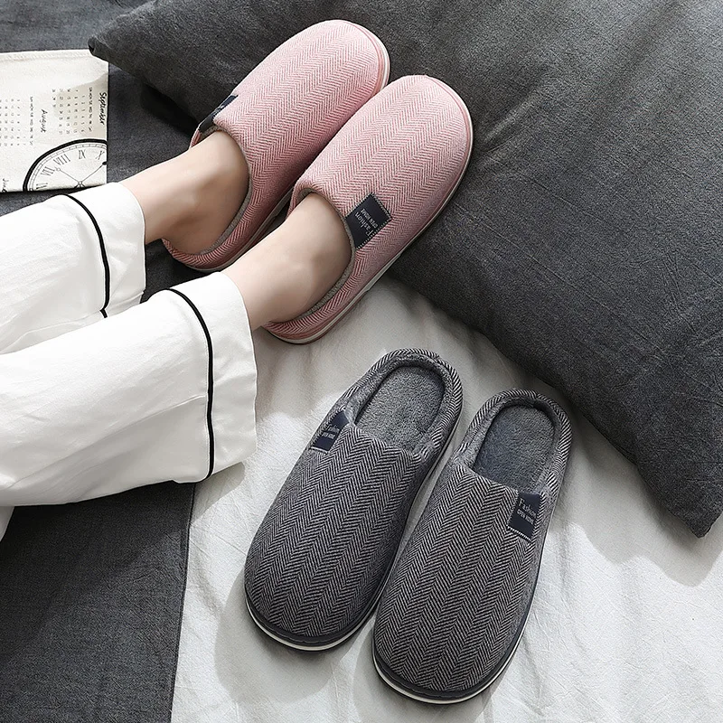 Women Winter Home Slippers Casual Shoes Men Non-slip Soft Plush Warm Flats House Slides Indoor Bedroom Couples Floor Slipper