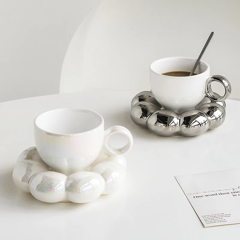 

Cute and Creative Cloud Ceramic Cup and Saucer Series Home Breakfast Afternoon Tea Milk Coffee Cup Set Home Drinking Set