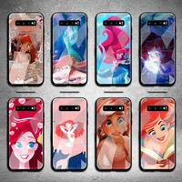 princess ariel mermaid princess phone case tempered glass for samsung s20 plus s7 s8 s9 s10 note 8 9 10 plus