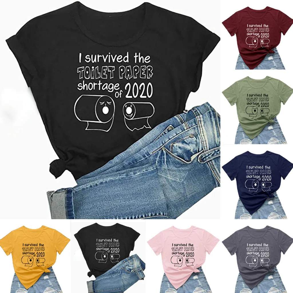 

Women Casual Letter Printing Short Sleeves O-Neck Loose T-Shirt Blouse Tops