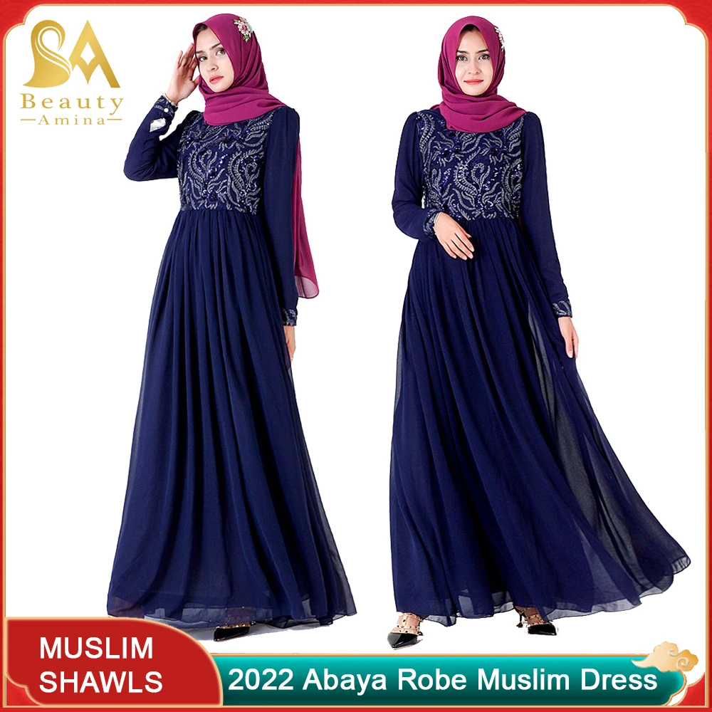 Muslim Dress Women's Fashion Abaya Robe Women Islamic Dubai Turkey Embroidery Clothing Dress Long Skirts Abacus Burkini Muslim