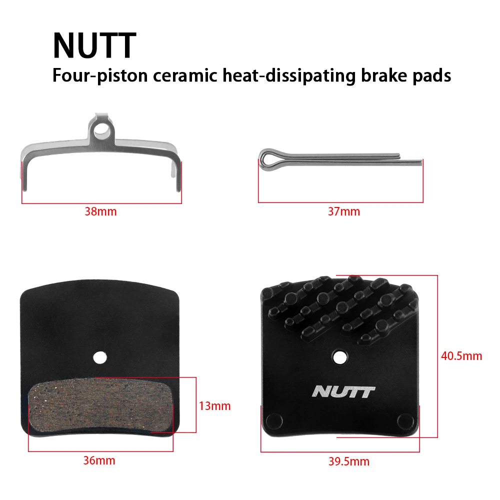 Фото Тормозные колодки NUTT 4 Piston MTB Hydraulic Disc Brake Pad для шоссейных и горных велосипедов, металлические колодки Ice-Tech, для Shimano M6120 M7120 №2