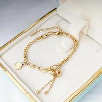 fashion new gold gourd round plate titanium bracelet female simple temperament hanging steel jewelry