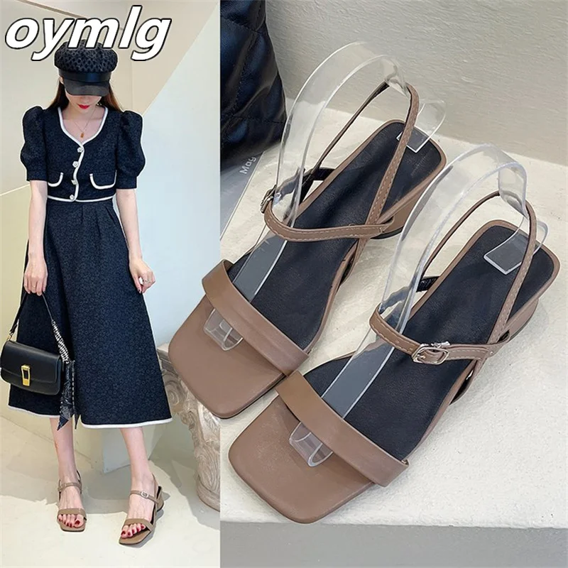 

Open-toed sandals women's 2022 summer new small fragrance style high heels all-match thick heel Roman shoes