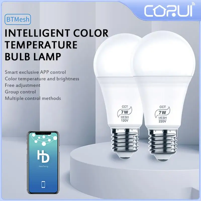 

CORUI Smart LED Bulb Bluetooth Conected 7W/4.5W RGBW Voice Control AC100-240V BT Mesh Net Group Mobile Phone APP Remote Control