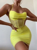 tossy mesh patchwork halter crop top and bodycon skirts 2 piece set sexy camis dress outfits women fashion suits 2022 summer