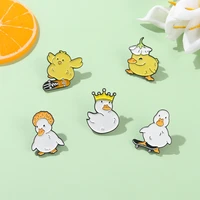 2pcs new alloy animal series brooch creative cartoon crown duck shape paint badge enamel pins cartoon brooch