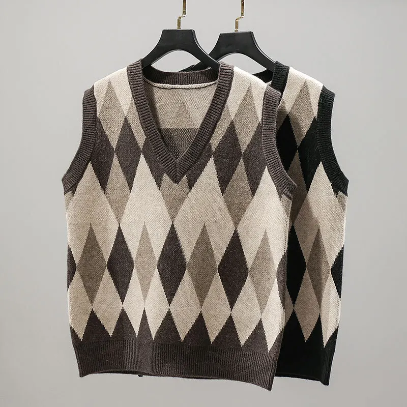 # 3930 осенне-зимний свитер без рукавов женский тонкий винтажный короткий вязаный