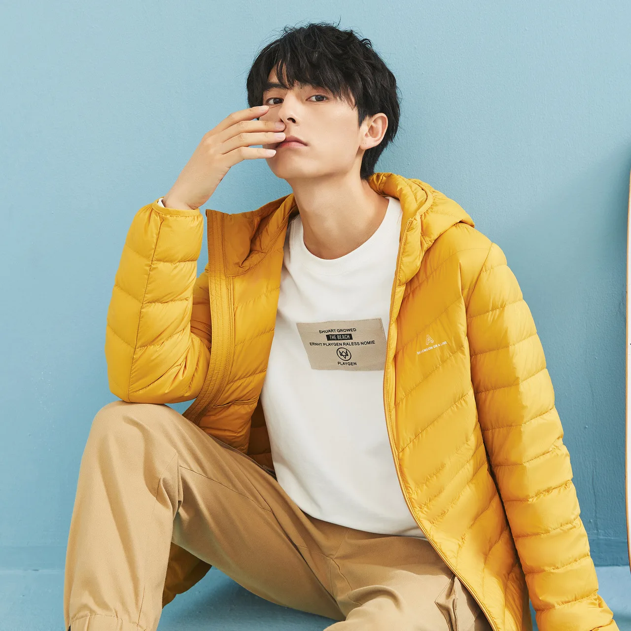 Metersbonwe Solid Color Down Coat Men  Winter Hooded Light Down Coat 90% Gray Duck Down  Clothes Youth Warm Ultralight Down Coat