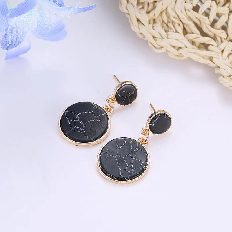 Винтажные аксессуары для женщин белые мраморные черные камни длинные висячие