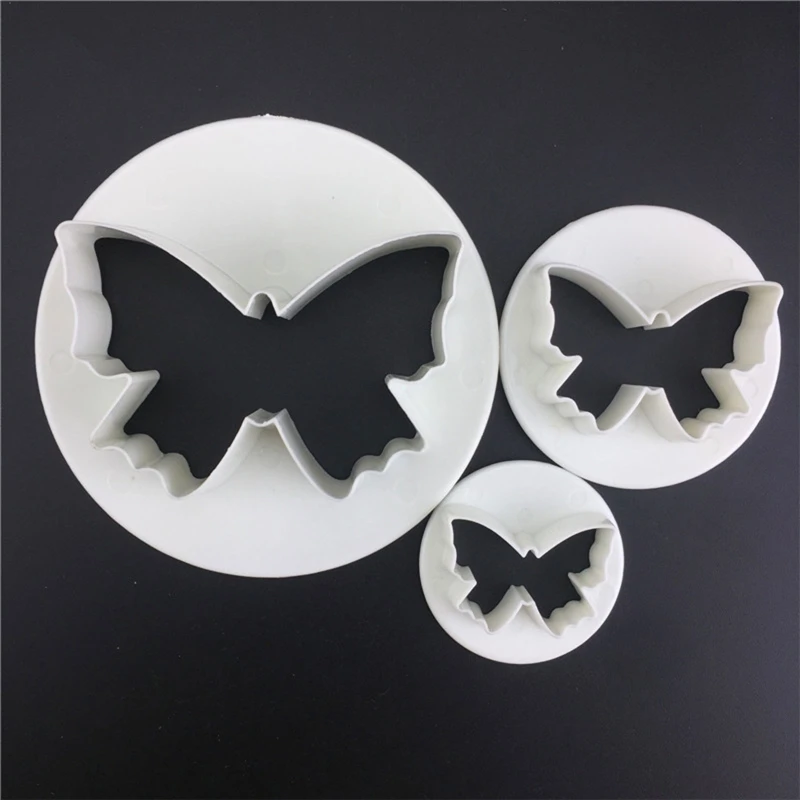 

3pcs/set Butterfly Cookie Cutters 3D Plastic Biscuit Mold Cookie Stamp DIY Fondant Cake Mould Kitchen Baking Tool