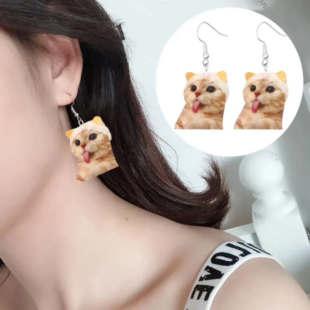 Женские акриловые серьги-подвески в виде кошки