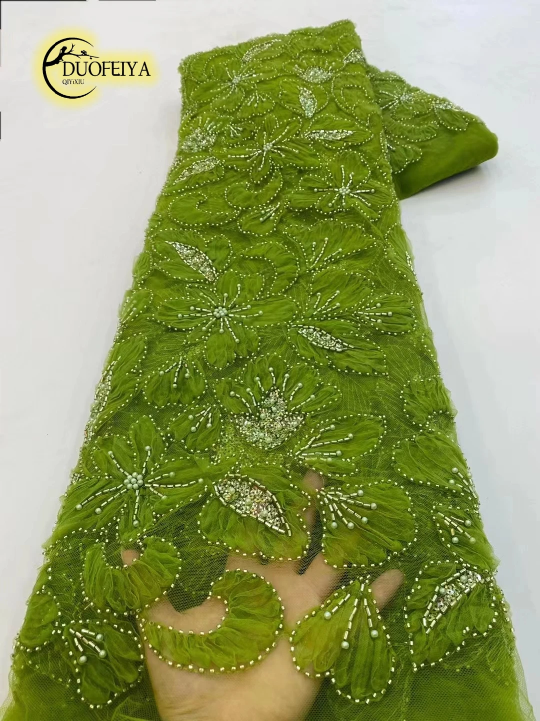 

Luxurious Beads Lace Fabric 2023 High Quality African Beaded Groom Embroidery Nigerian French Beads Lace Fabrics For Wedding Sew