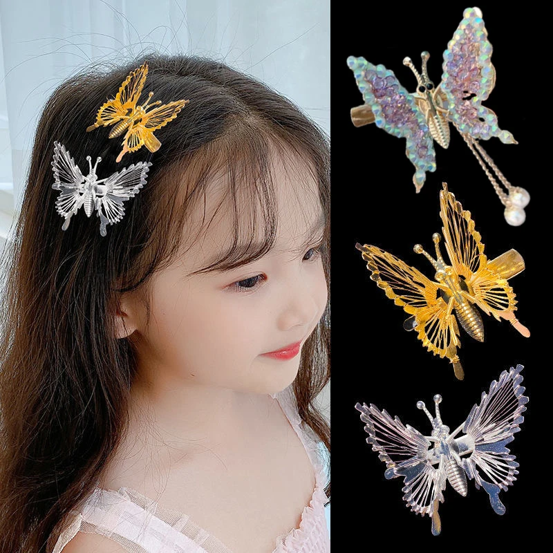 

Elegant Tassel Butterfly Hairpin Female Antique Accessories Trembling Butterfly Side Clip Moving Butterfly Hairpin Headdress