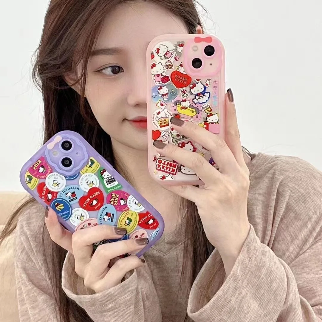 

Sanrio Cartoon Hello Kitty Cute Phone Case For Iphone 11 12 13 Pro Max Xr Xs X Shockproof Cover