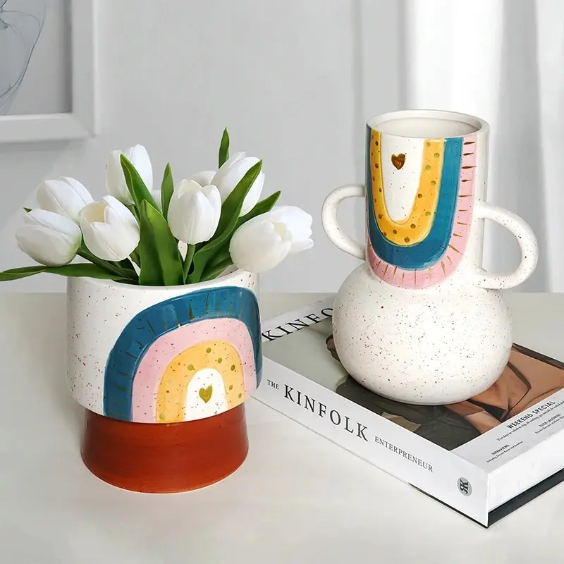 Керамическая ваза в скандинавском стиле украшения для гостиной офиса обеденного