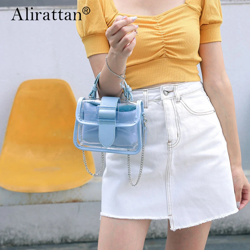 

Alirattan весенне-летняя модная женская прозрачная квадратная сумка-слинг, крутая сумка через плечо из ПВХ, сумка-мессенджер, милая женская сумка для мобильного телефона