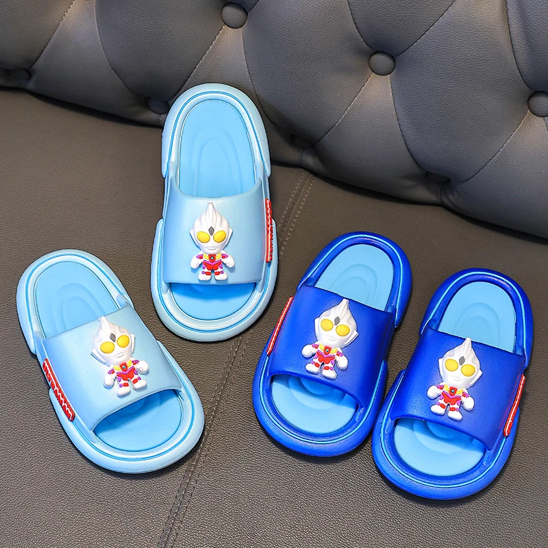 Детские тапочки Ultraman мягкие Нескользящие с мультяшным рисунком для мальчиков