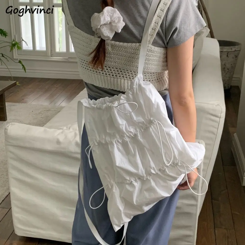 

Pleated Backpack Women Designer Drawstring Knapsack for Youth Sweet Girlish Personality Casual Big Capacity All-match Backpacks
