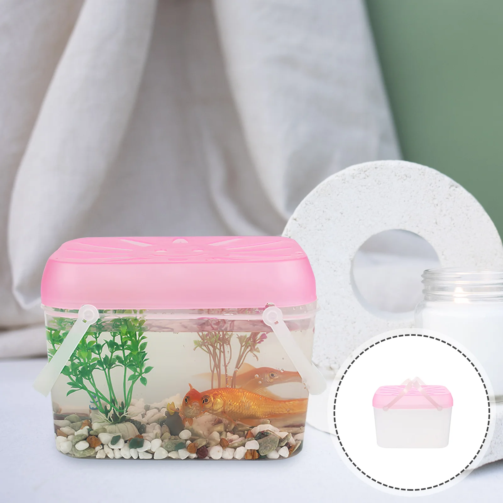 

Large Portable Transparent PP Plastic Fish Tank Small Pet Nest for Home Decoration Random Color