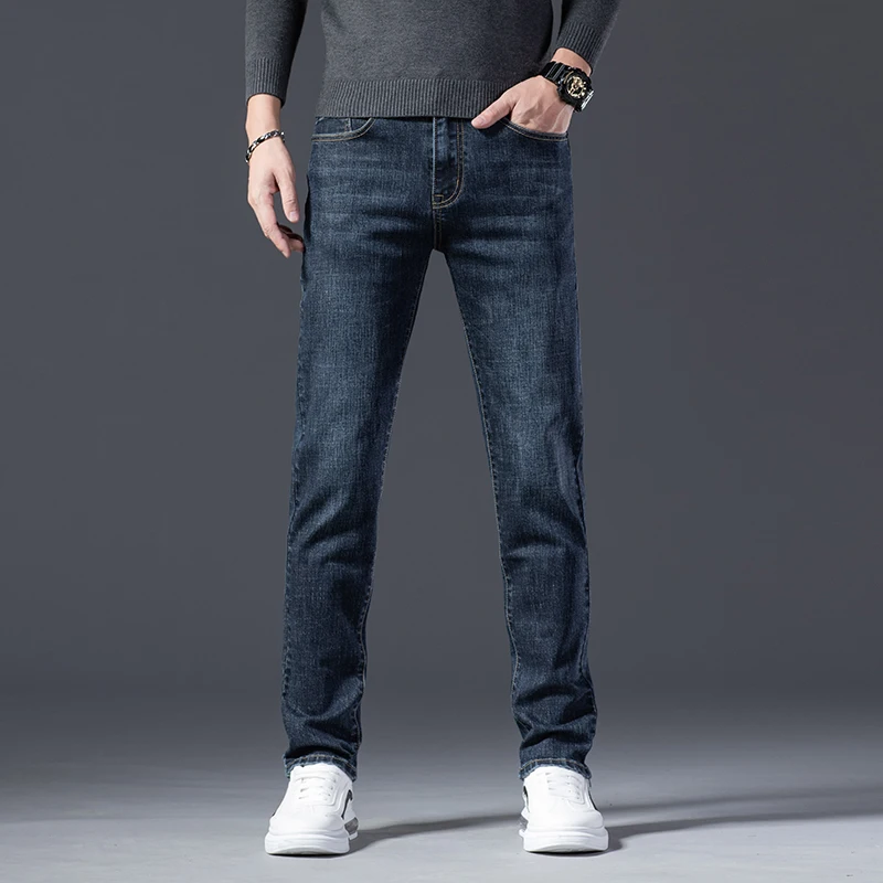 Man Straight Loose Denim Jeans Business Casual New Men's Simple Clothing Stretch Midweight Casual Trousers