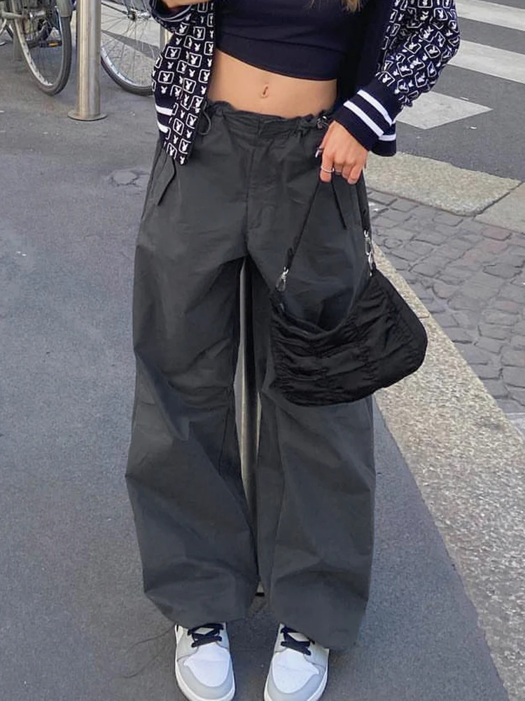 

2023 Y2k брюки-карго с заниженной талией, мешковатые прямые повседневные брюки, женская уличная одежда, женские леггинсы в стиле 80-х