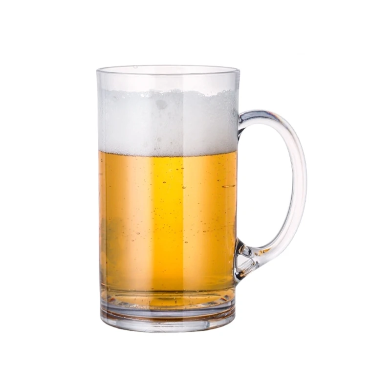 

Acrylic Beer Mug with Handle Unbreakable Drinking Glasses Shatterproof Water Cup