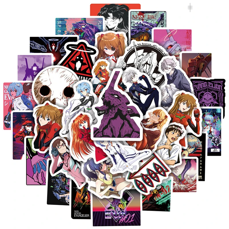 

10/30/50/100Pcs NEON GENESIS Stickers EVANGELION Anime Sticker Laptop Pvc Waterproof Cartoon Graffiti Decals Kids Classic Toys
