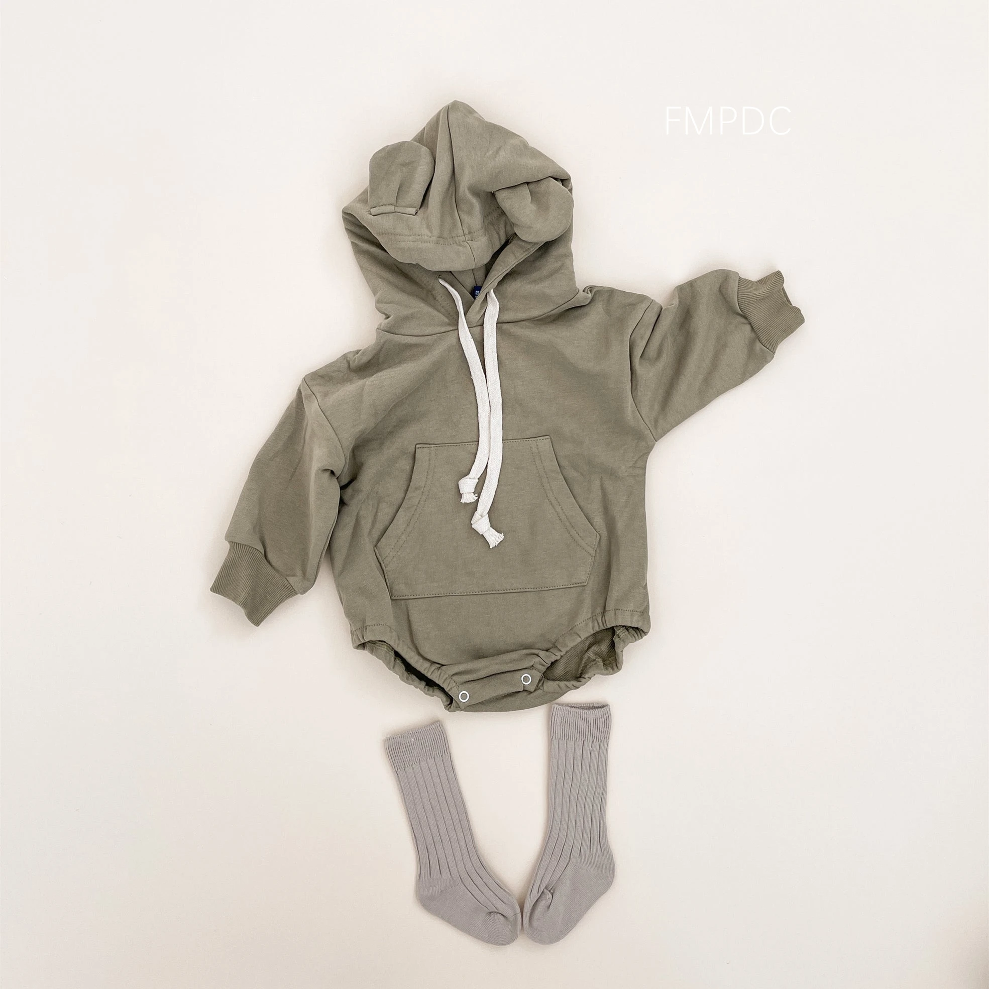

Korean Baby Boys Girls jumpsuit Newborn Spring Bear Ear Hooded Romper Long Sleeve Bodysuit Thick Cotton One-Piece Baby Clothes