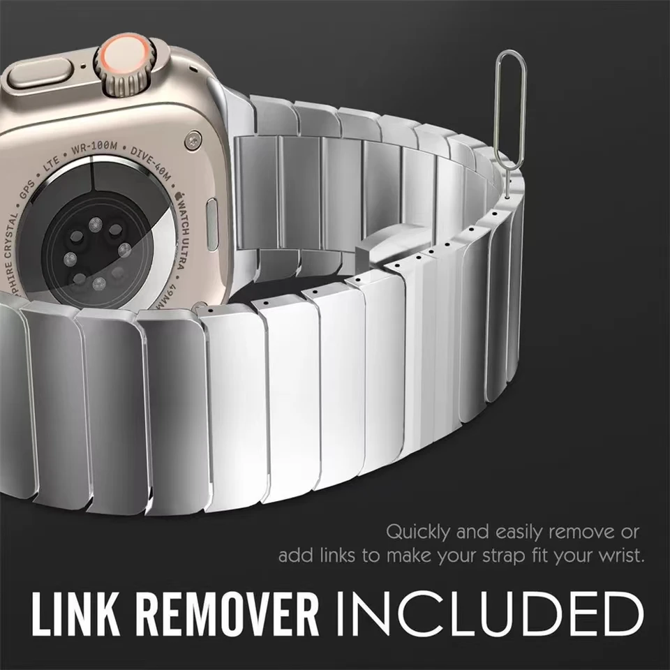 Link Bracelet Correa For Apple Watch Ultra band 49mm 8 7 6 5 4 se 45mm 41mm 44mm 40mm Stainless Steel Strap for iwatch 3 42mm