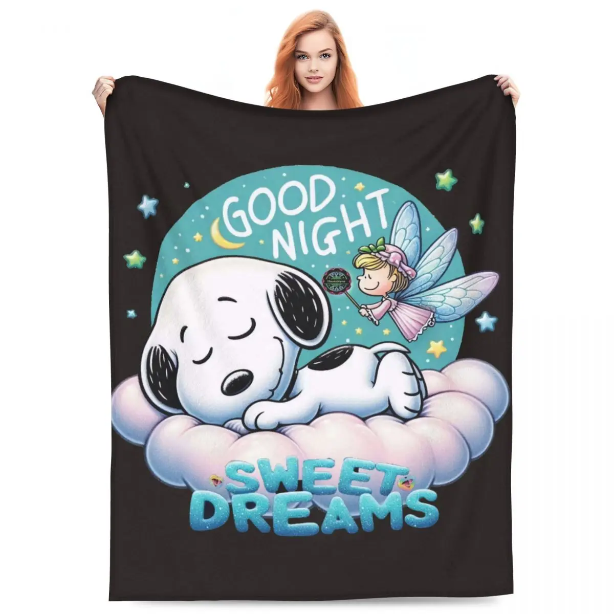 Одеяло Snoppy Good Night дорожное фланелевое одеяло для улицы теплое мягкое