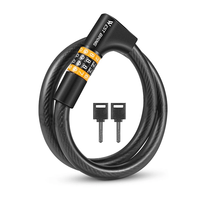 

WEST BIKING Mountain Bike Bicycle Lock Electric Password Fixed Anti-Theft Steel Chain Cable Lock Bike Accessories Bike Lock