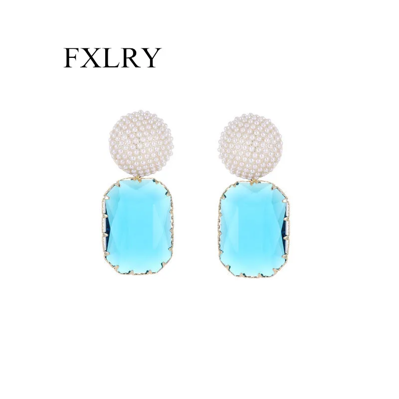 

FXLRY Elegant s925 Silver Needle Cubic Zircon Pearl Crystal Earrings For Women Wedding Jewelry