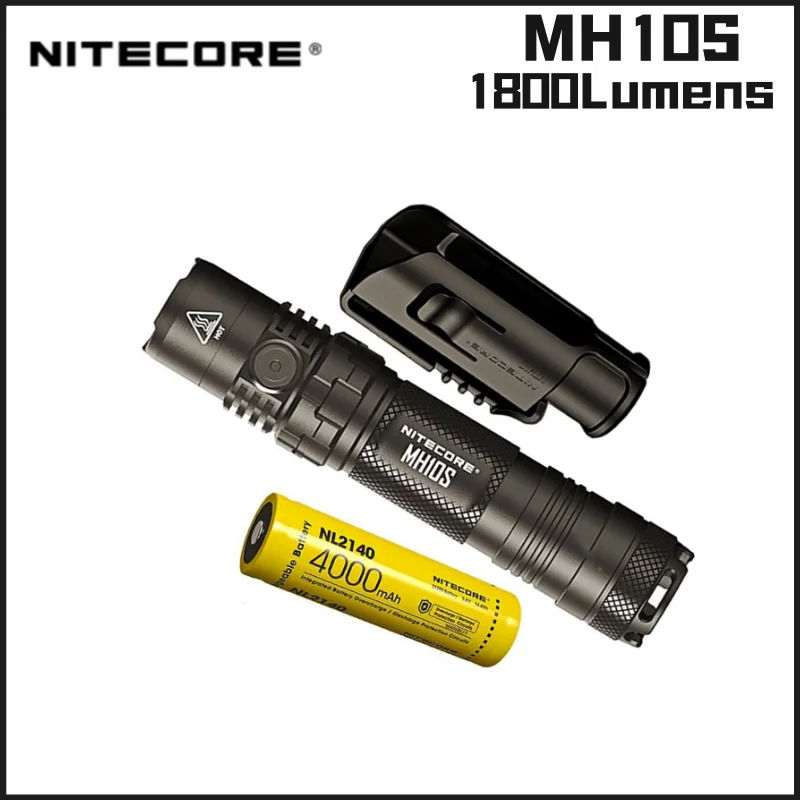 NITECORE MH10S Flashlight Rechargeable Ultra Light 1800Lumens Utilizes a Luminus SST-40-W LED With NL2140 4000mAh Battery