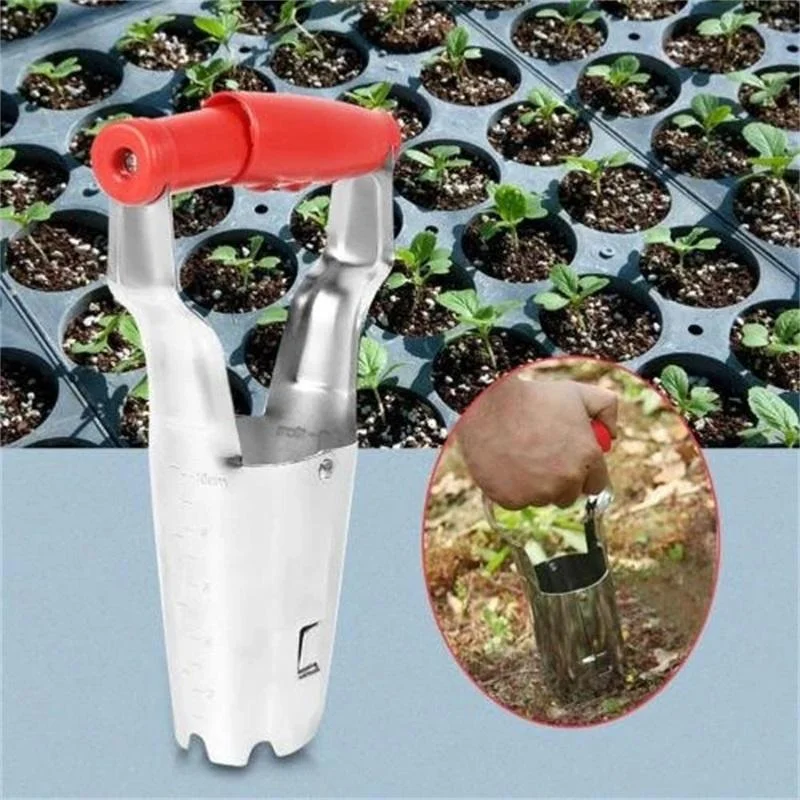 

Stainless Steel Planter Soil Excavator Gardening Wooden Handle Hole Drilling Seedling Removal Flower Cutting Tool Seeding Device