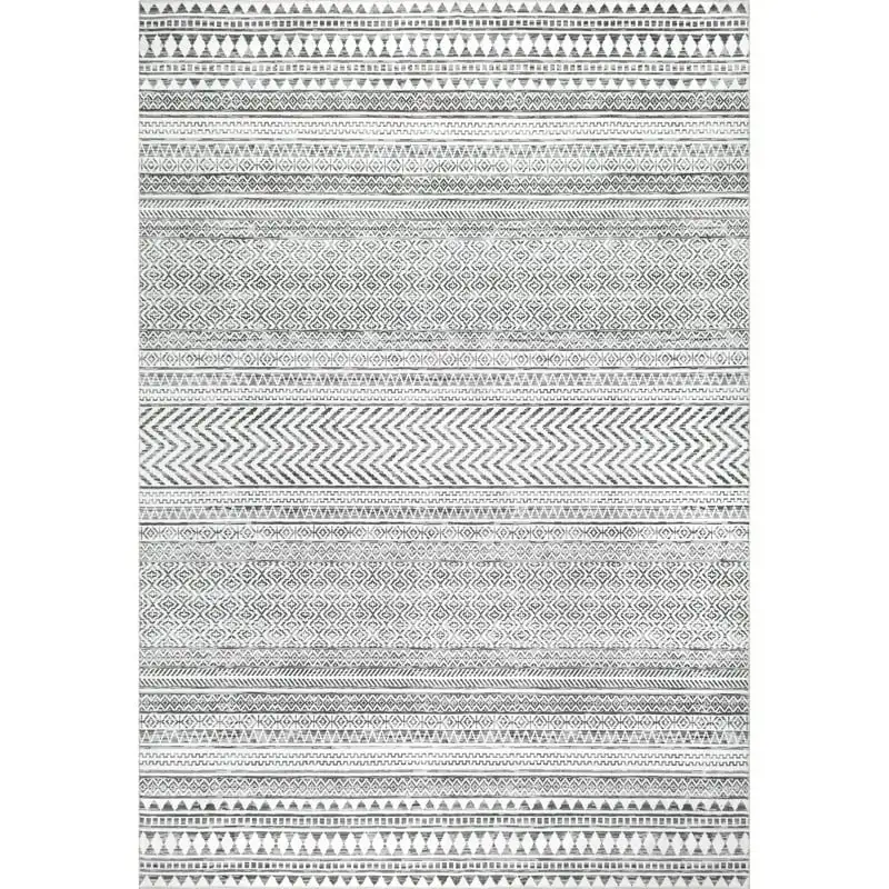

Machine Washable Tribal Geometric Area Rug, 8' x 10', Gray
