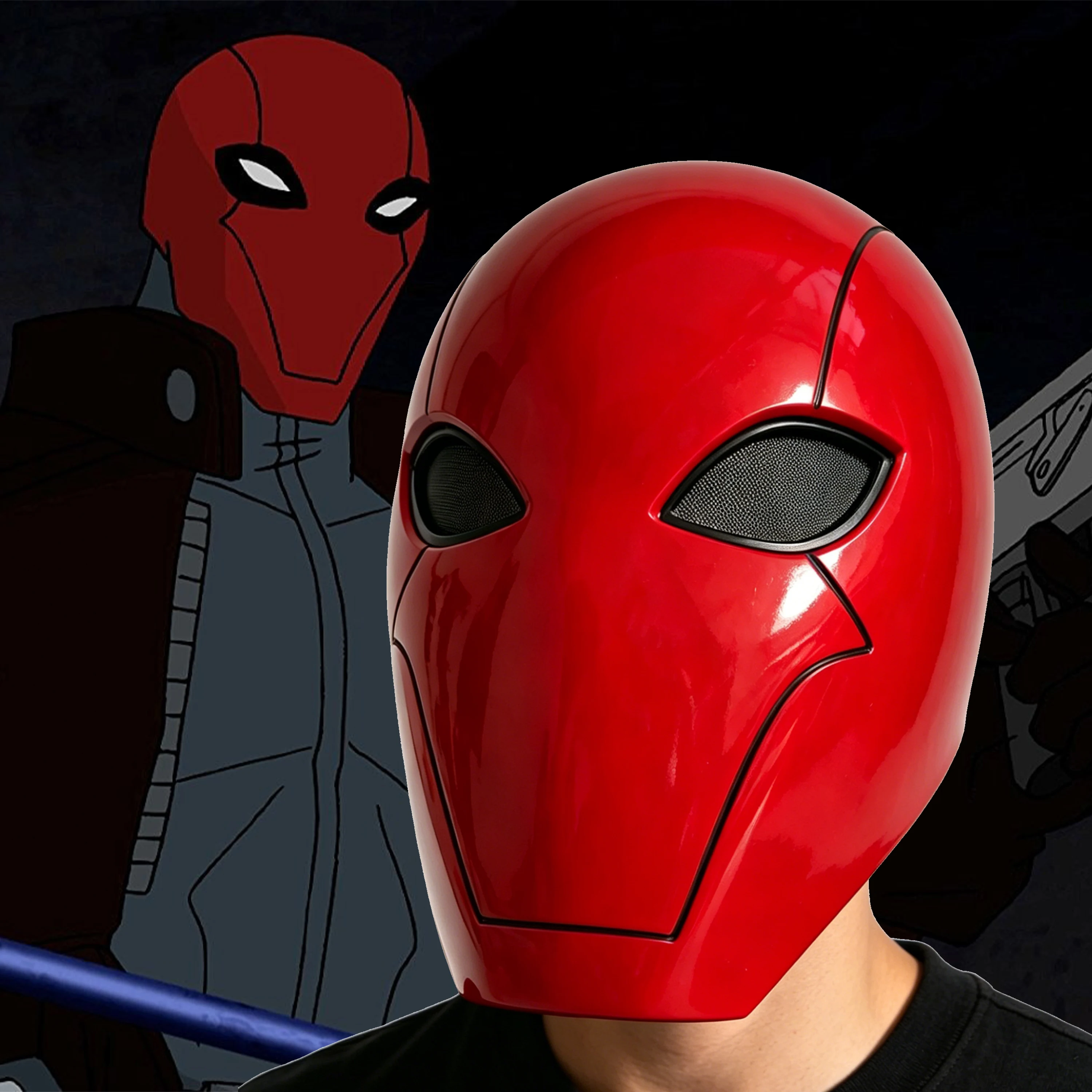 Шлем для косплея Бэтмена из Arkham Knight, красный, масштаб 1:1, носимый, для Хэллоуина, реквизит для костюма, взрослый шлем-доспех, декор (art.: 3920da347de7f) - 3920da347de7f