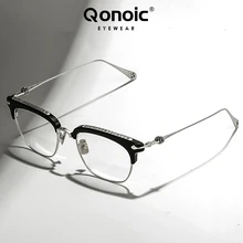 QONOIC Pure Titanium Glasses Frame Men Square EyewFrames Square Myopia Prescription Eyeglasses Frames 2023 New Full Optical Eyew 