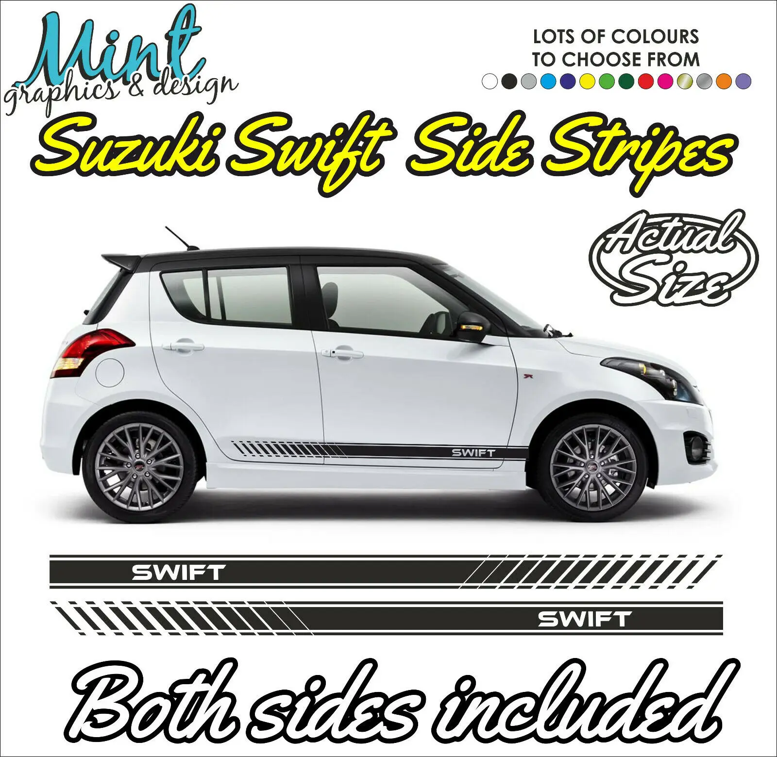 

SUZUKI SWIFT SPORT Side Stripes Decals Stickers CAR Graphics FREE P&P 011