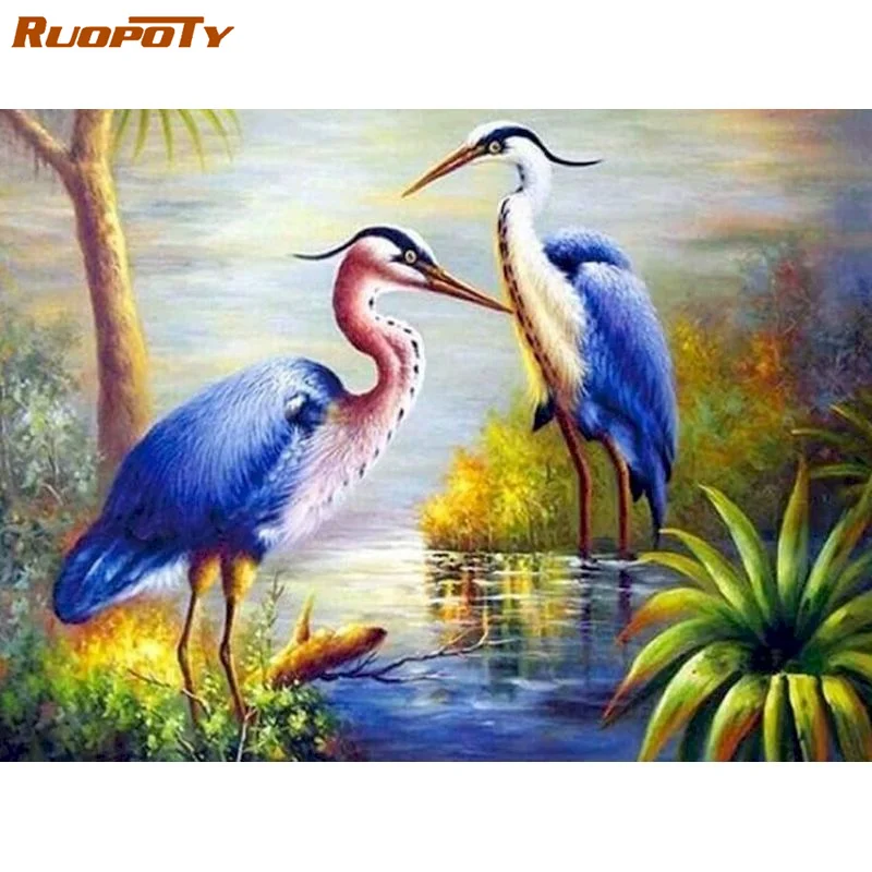 

RUOPOTY DIY Birds Diamond Embroidery Complete Kit Full Square Painting Animal Mosaic Handmade Products Home Wall Decor