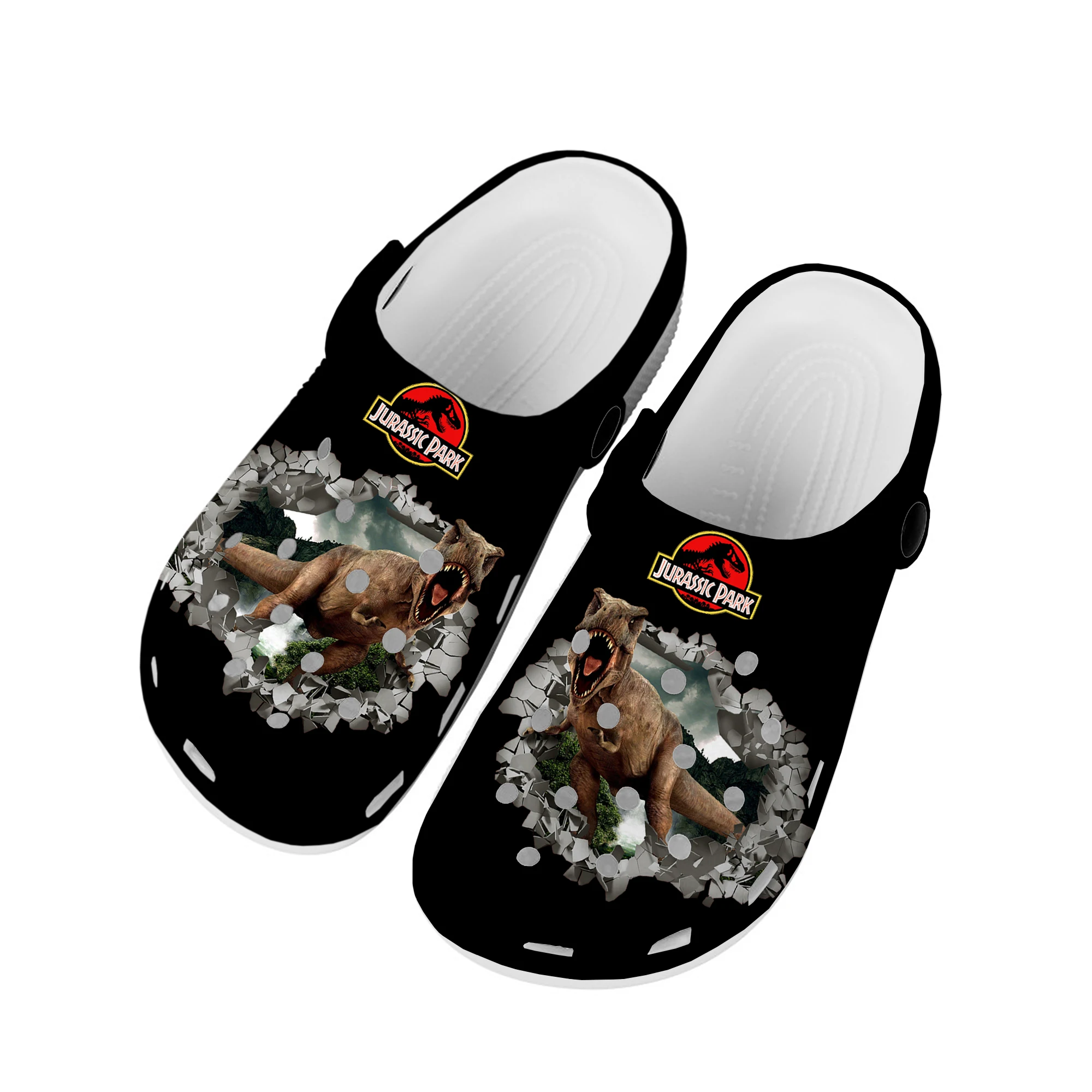 

Сабо Динозавр мир мультфильм Парк Юрского периода домашняя обувь под заказ обувь для воды мужская женская обувь для подростков тапочки с отверстиями для пляжа