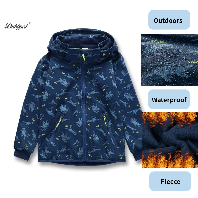 Детская Водонепроницаемая Ветрозащитная Куртка На Флисовой Подкладке Dubbped